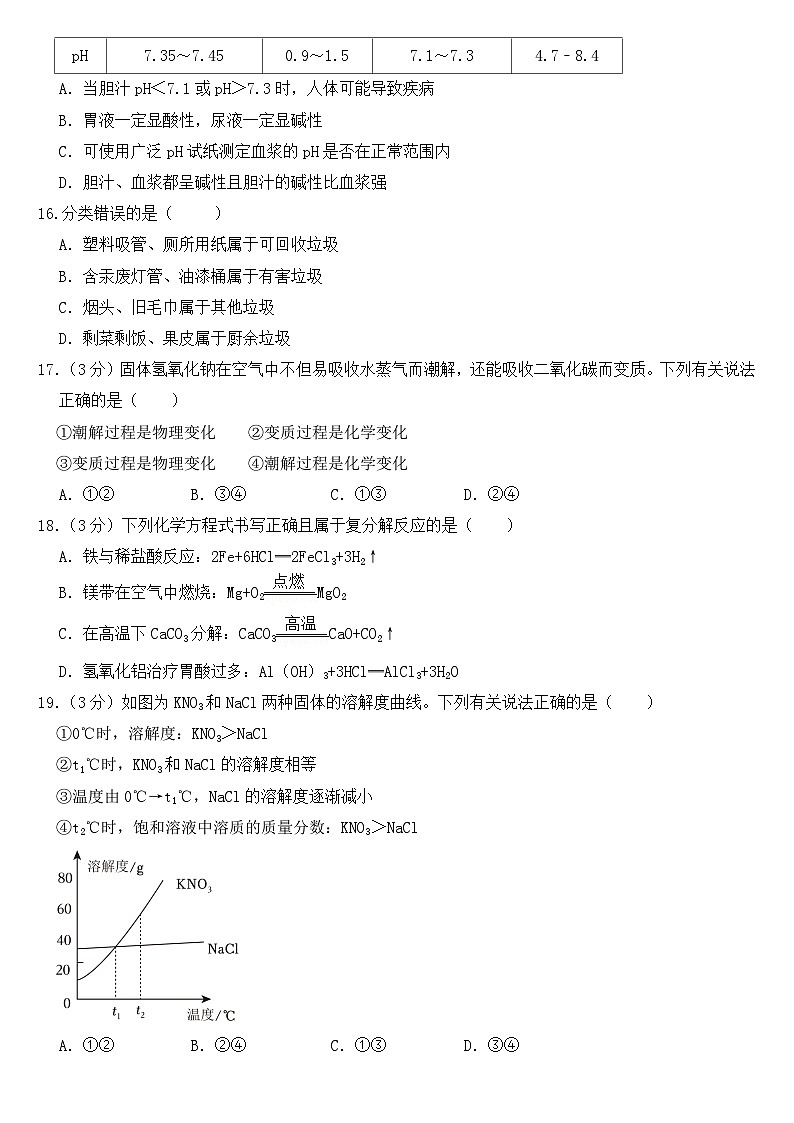 2023年湖南省株洲市中考化学试卷【含答案】第3页