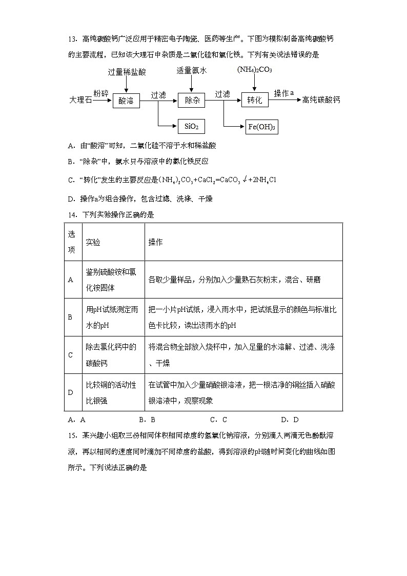 2023年江苏省南京市玄武区中考一模化学试题（含解析）03