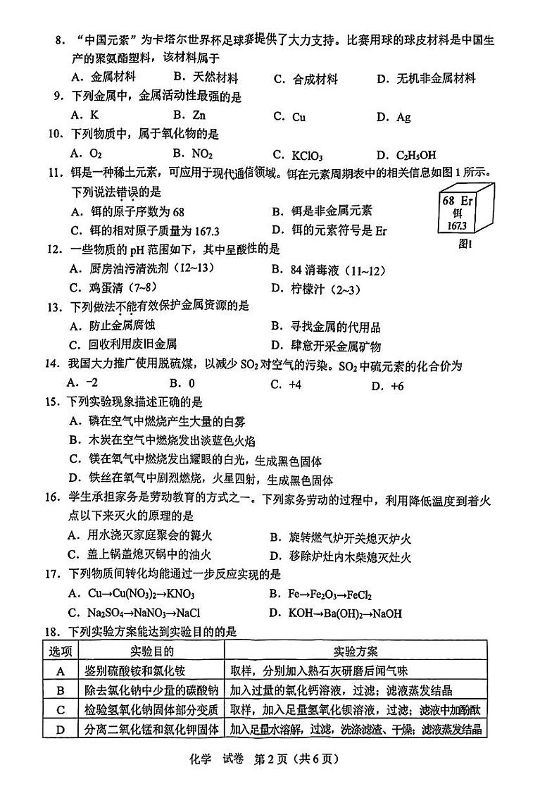2023广西壮族自治区中考化学真题02