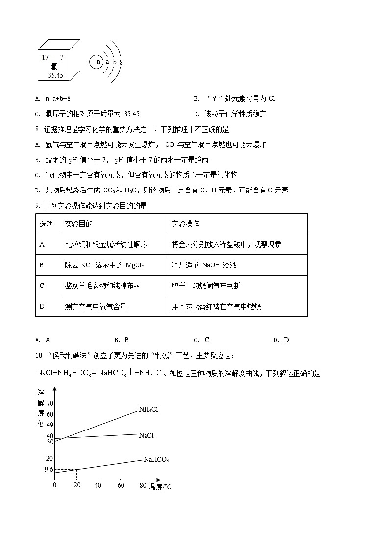2022年江苏省宿迁市中考化学真题（原卷版）02