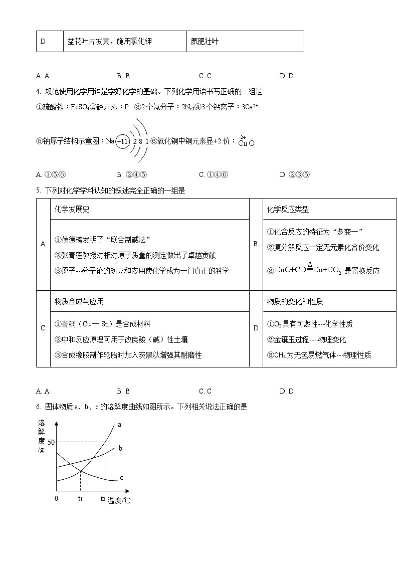 2022年内蒙古自治区鄂尔多斯市中考化学真题（原卷版）02