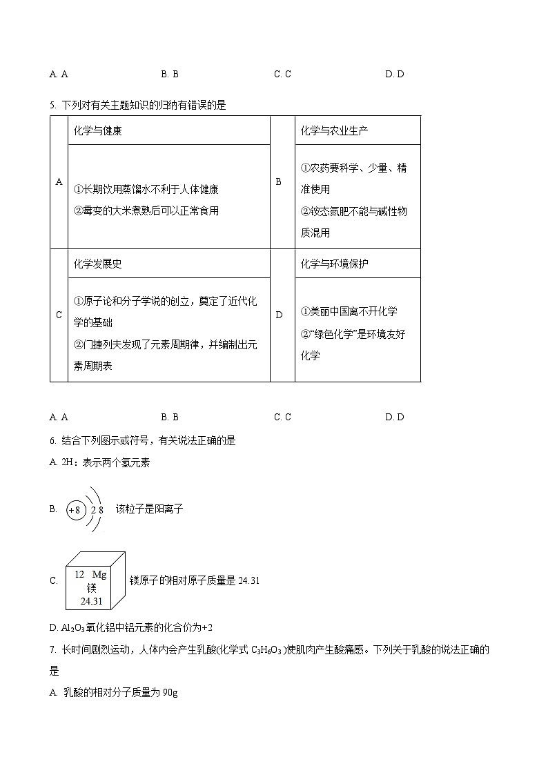 2022年宁夏中考化学真题（原卷版）02
