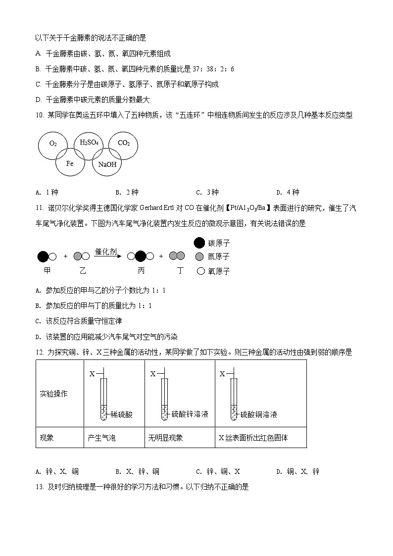 2022年山东省聊城市中考化学真题（原卷版）03