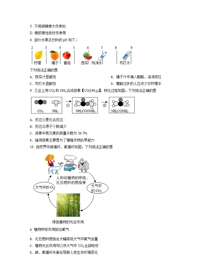 2022年四川省成都市中考化学试卷及答案第3页
