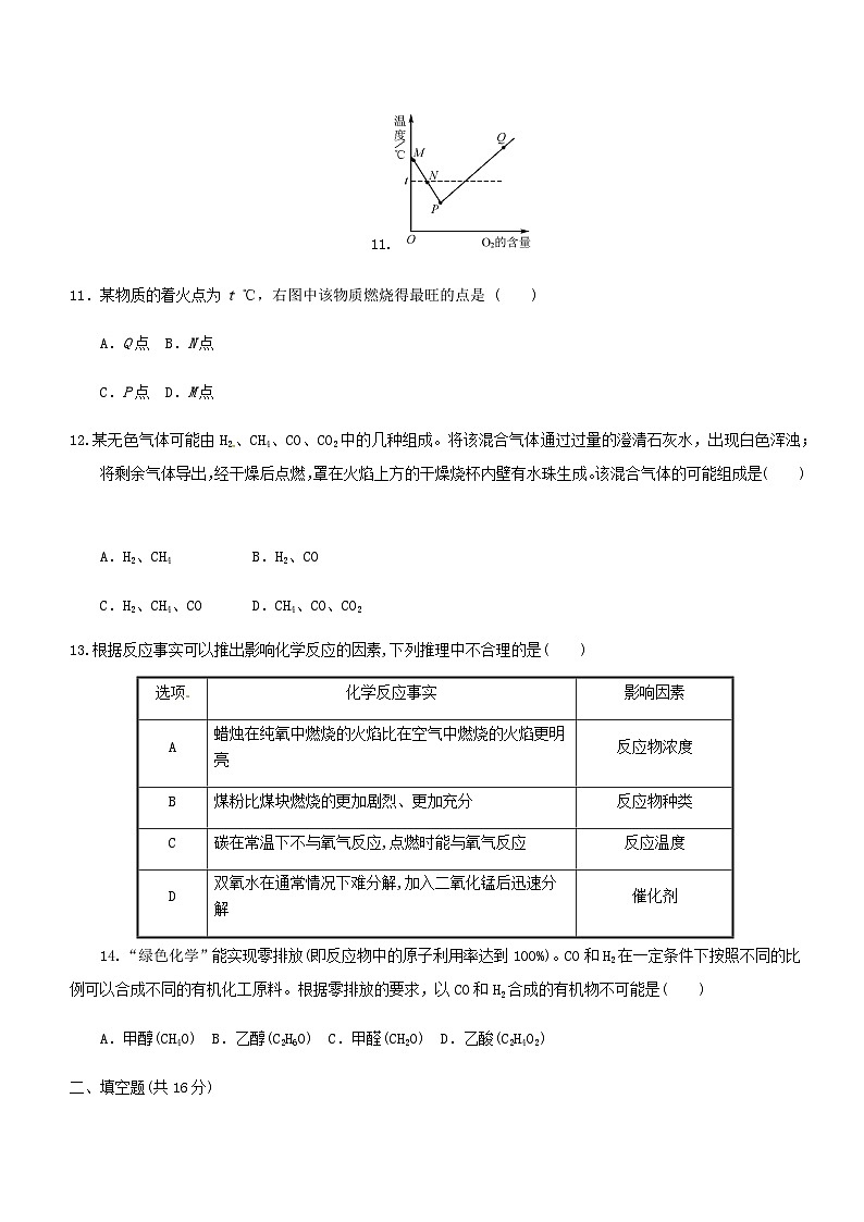 人教版九年级化学上册第七单元综合训练试题（无答案）第3页