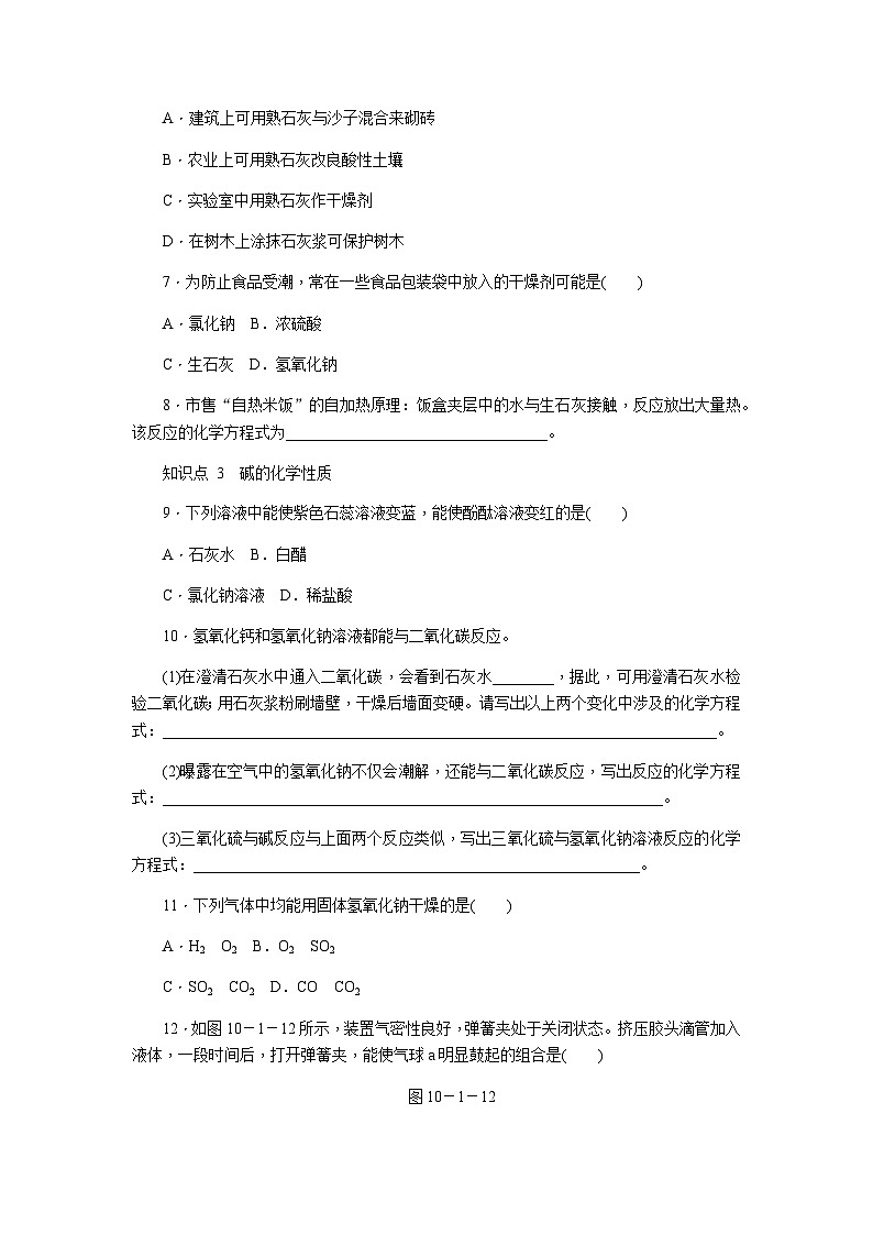 人教版九年级化学下册10.1.3几种常见的碱练习题02