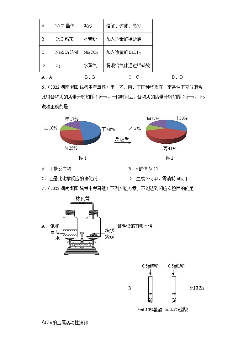 湖南衡阳三年（2021-2023）中考化学真题分题型分类汇编-03化学实验基础02