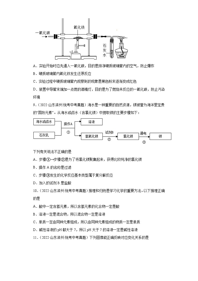 山东滨州三年（2021-2023）中考化学真题分题型分类汇编-03选择题③第3页