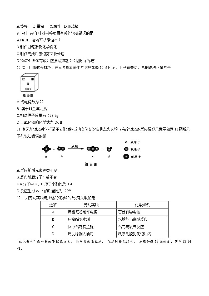 2023年广东省中考化学真题(无答案)第2页