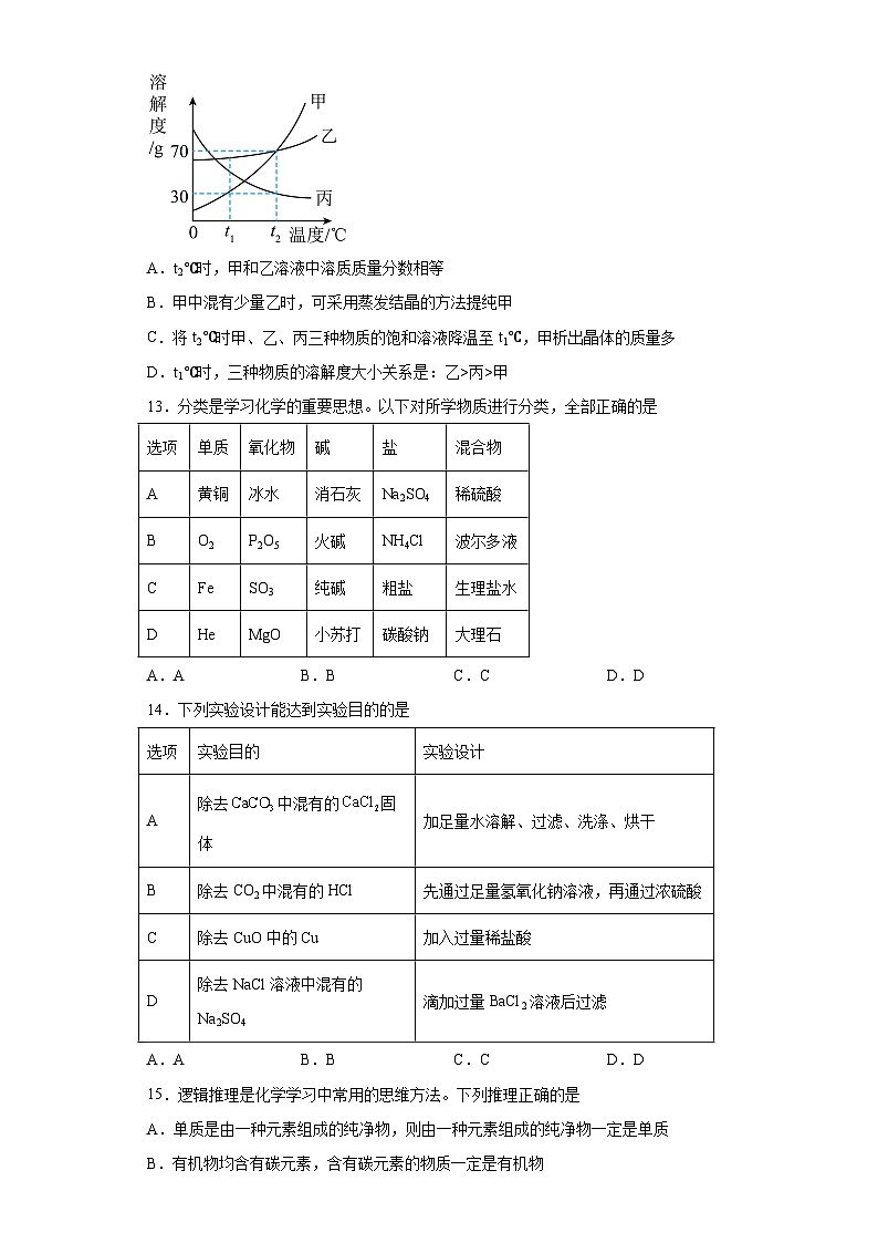 2023年山东省泰安市岱岳区中考三模化学试题（含答案）第3页