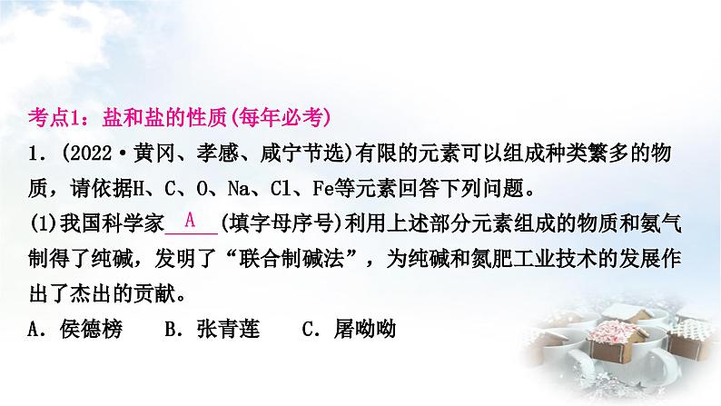 人教版中考化学复习第十一单元盐化肥练习课件第3页