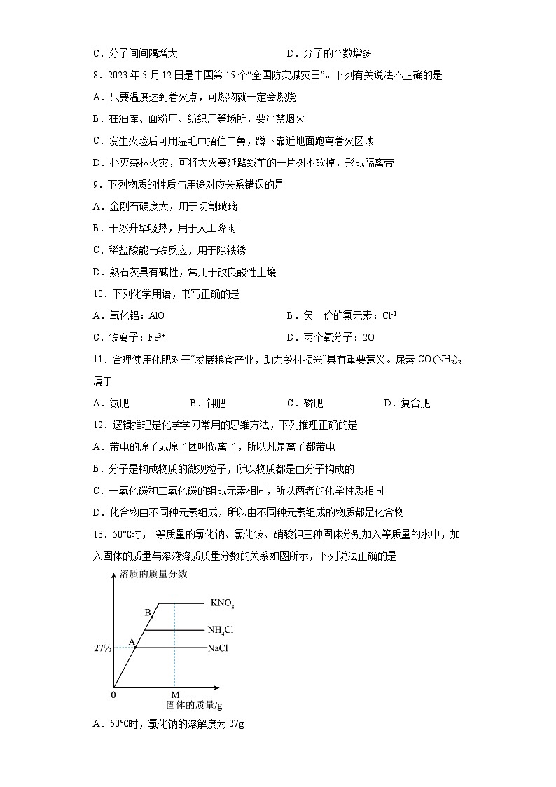 2023年湖南省娄底市新化县中考三模化学试题（含答案）02
