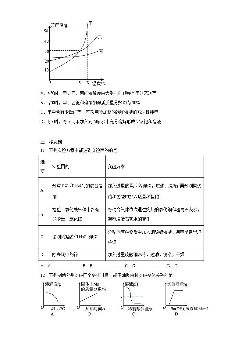 2023年黑龙江省绥化市明水县中考二模化学试题（含解析）03