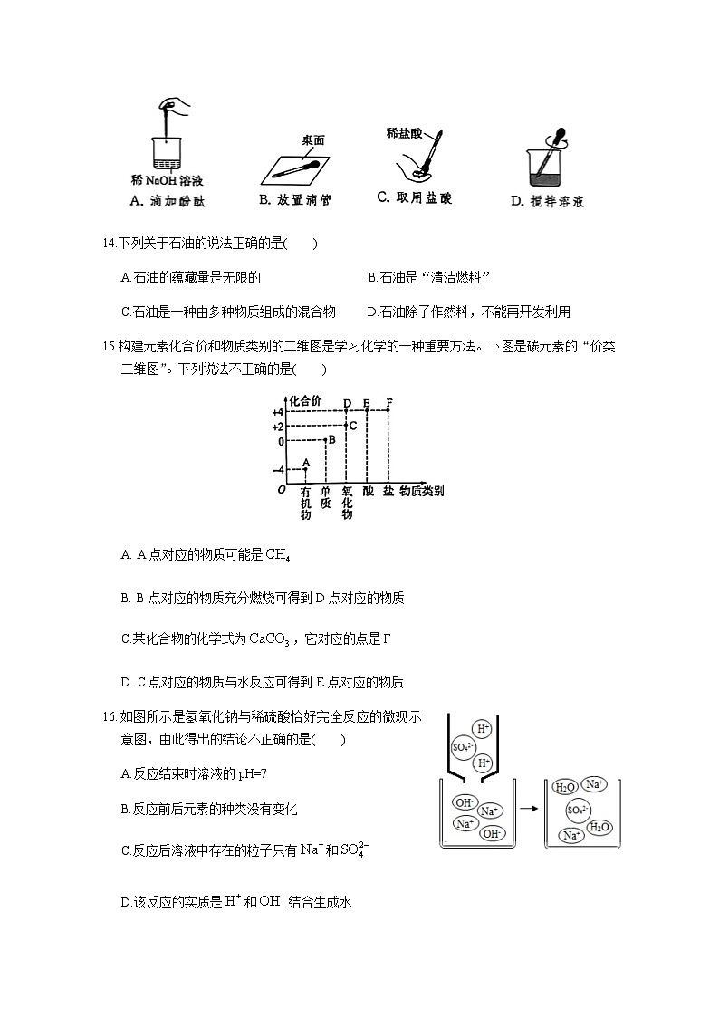 2023年江苏省苏州市中考一模模拟化学试卷（二）03