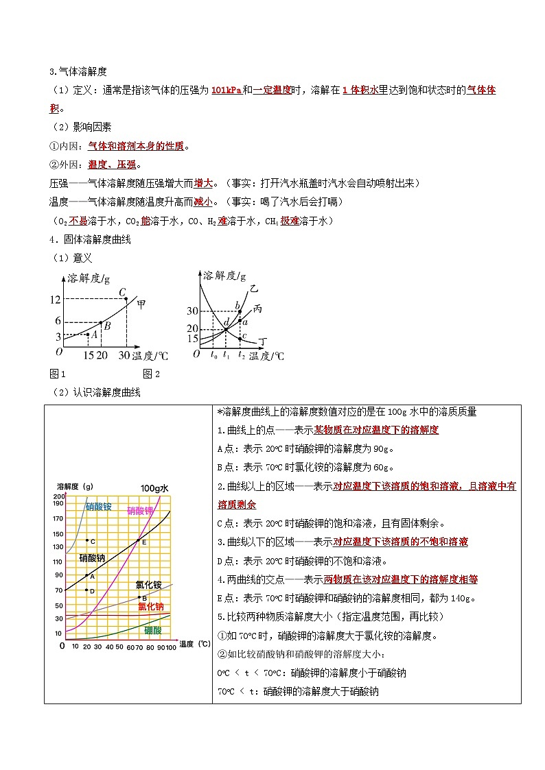 第10课  课题2溶解度-九年级化学下学期课后培优分级练（人教版）02