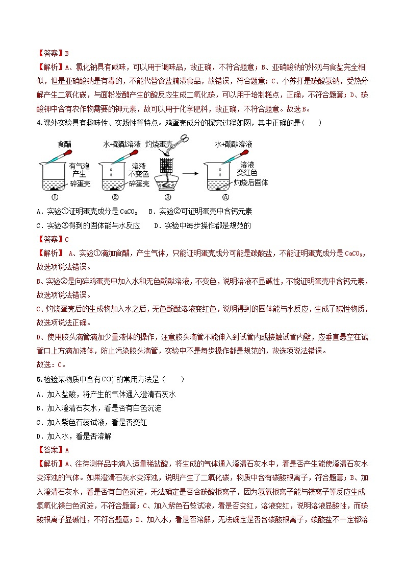 第16课  课题1生活中常见的盐-九年级化学下学期课后培优分级练（人教版）03
