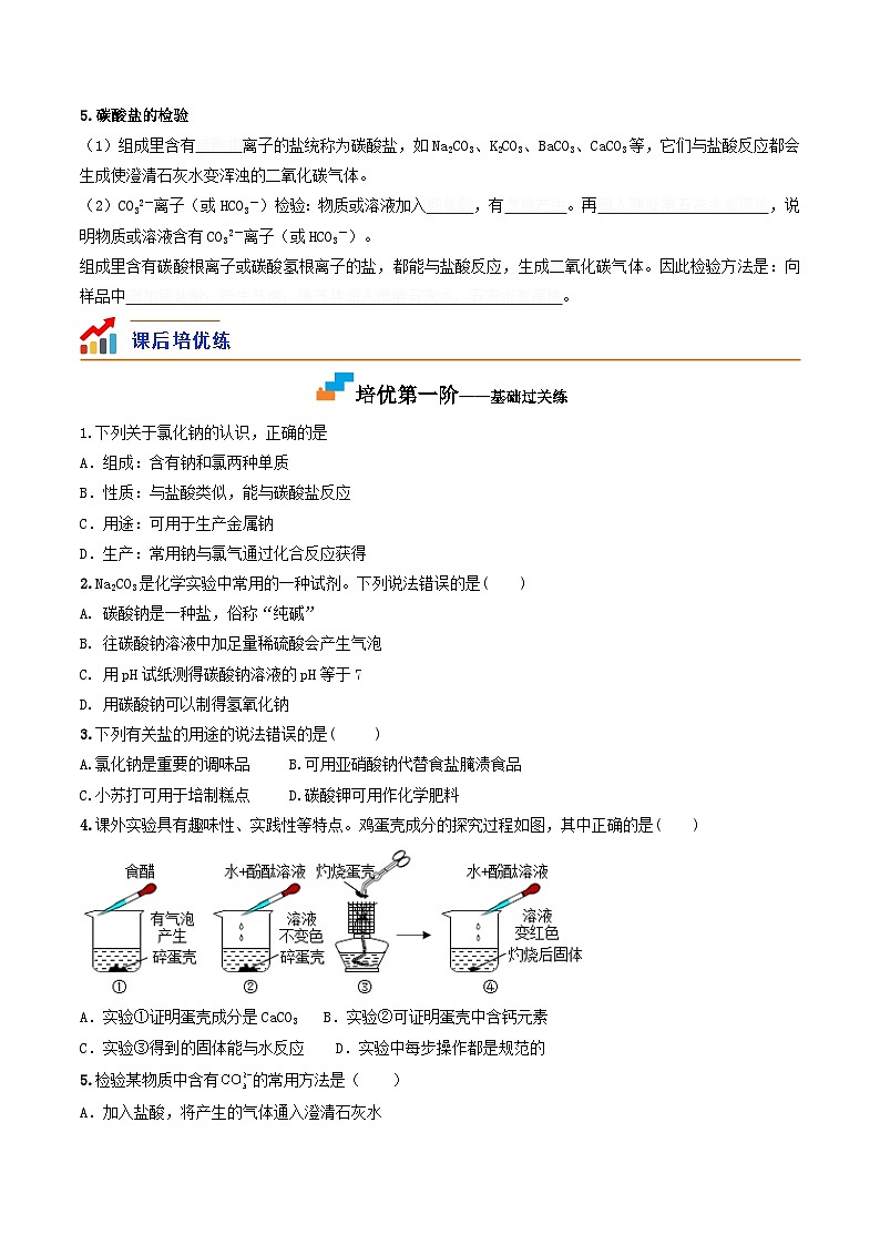 第16课  课题1生活中常见的盐-九年级化学下学期课后培优分级练（人教版）02