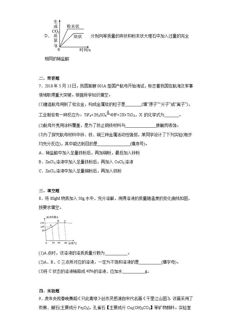 内蒙古包头市青山区北重一中学中考三模化学试题（含解析）03