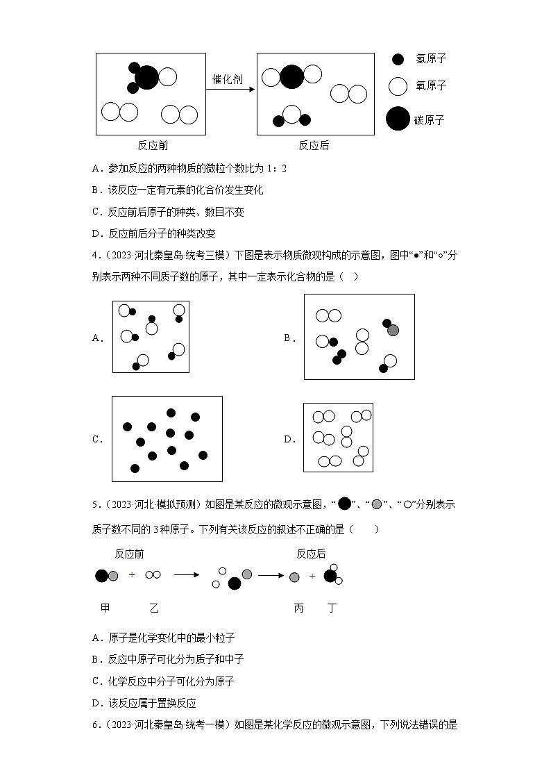 2023年中考化学模拟题知识点汇编专项练习（河北专用）-05微观示意图②第2页