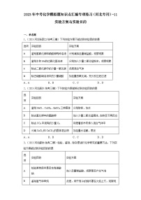 2023年中考化学模拟题知识点汇编专项练习（河北专用）-11实验方案与实验目的