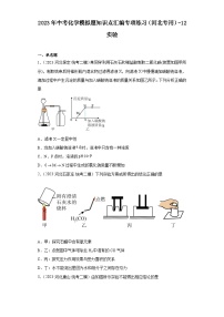 2023年中考化学模拟题知识点汇编专项练习（河北专用）-12实验