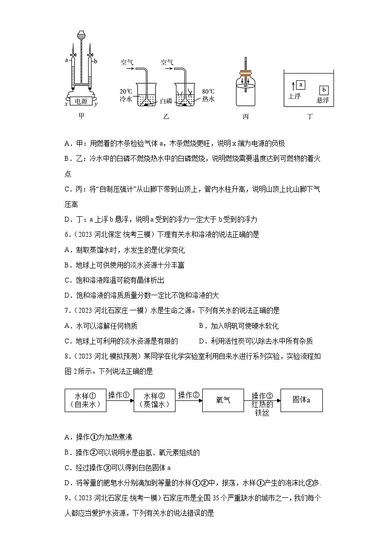 2023年中考化学模拟题知识点汇编专项练习（河北专用）-14水第2页