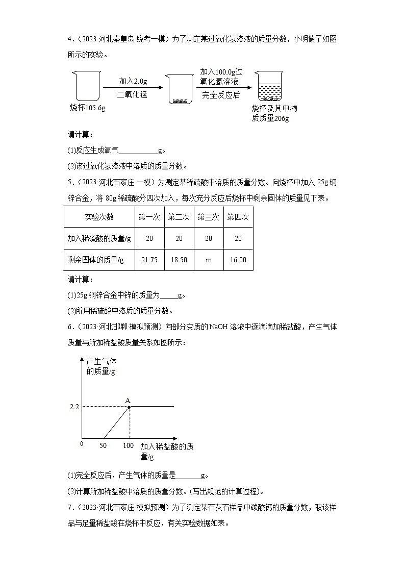 2023年中考化学模拟题知识点汇编专项练习（河北专用）-23计算题②第2页