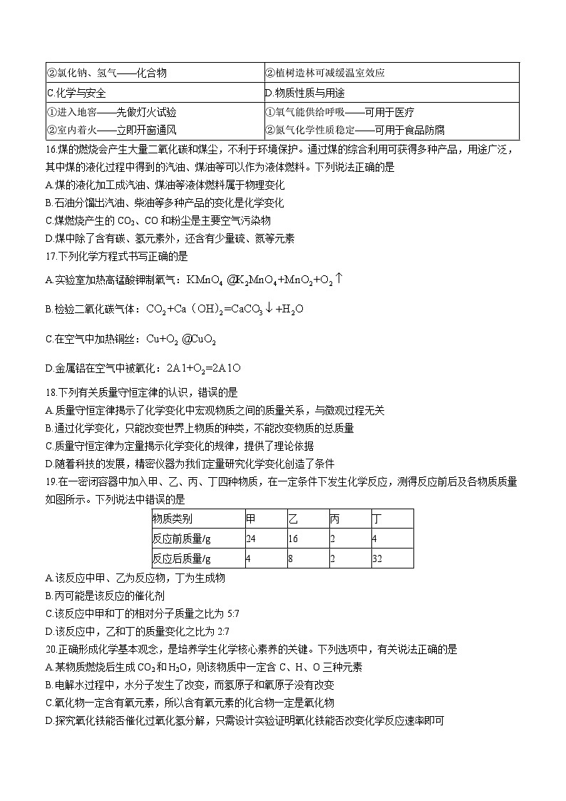 山东省淄博市某县2022-2023学年八年级下学期期末化学试题（含答案）第3页