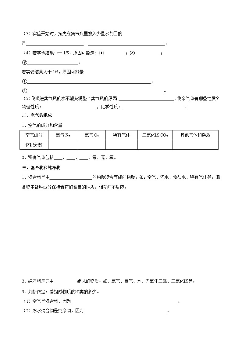 【暑假提升】人教版化学新九年级（八升九）暑假预习-第05讲 空气的组成  讲学案02