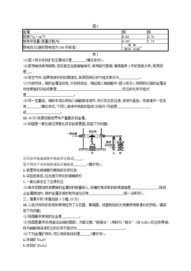 2023九年级化学下册第八单元金属和金属材料测评(B)新版新人教版03