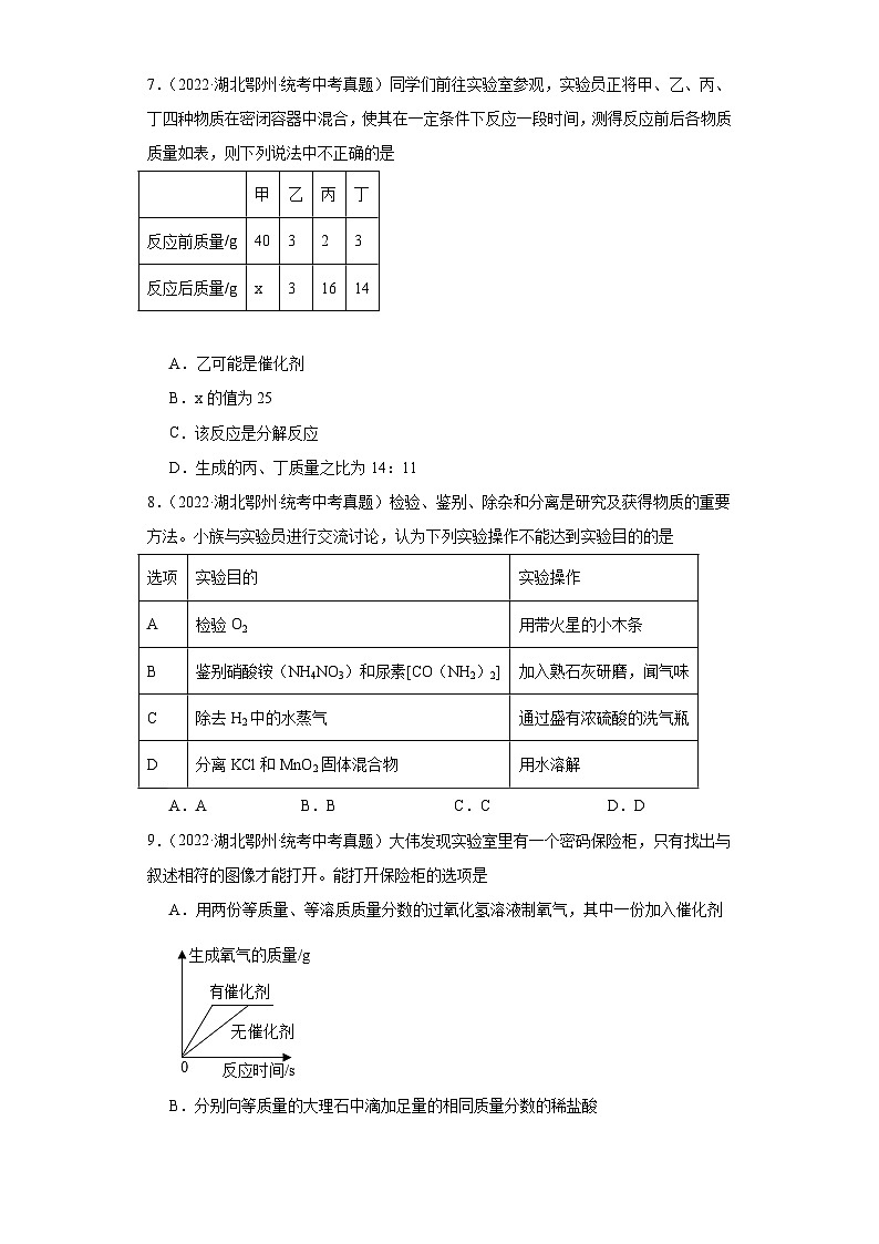 湖北鄂州三年（2021-2023）中考化学真题分题型分类汇编-03选择题②第3页