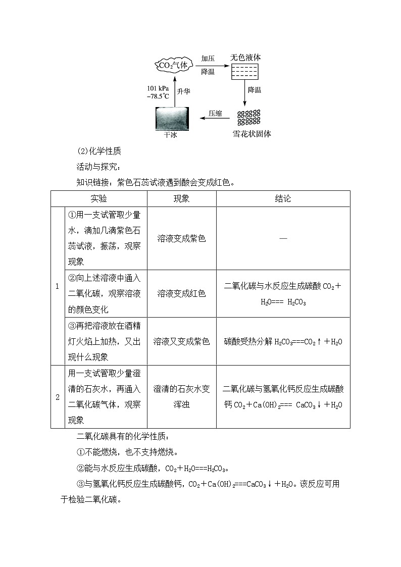 科粤版化学九上5.3  二氧化碳的性质和制法（教案）第3页
