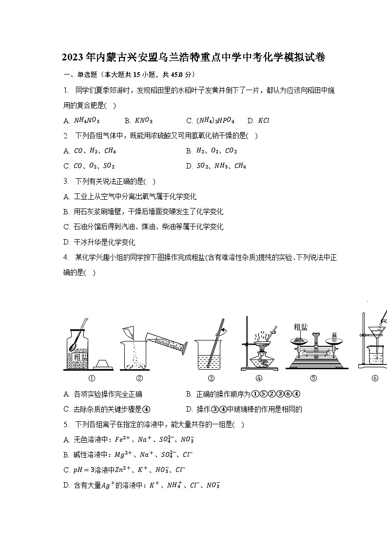 2023年内蒙古兴安盟乌兰浩特重点中学中考化学模拟试卷（含解析）01