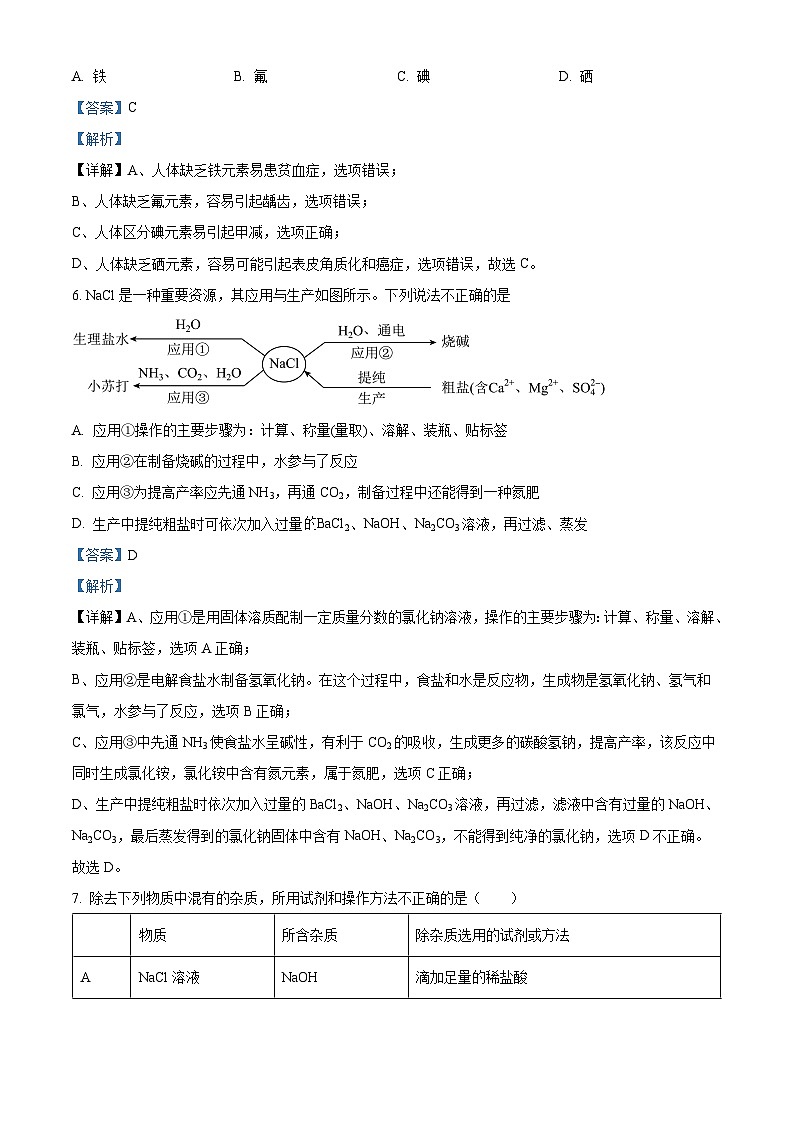 精品解析：2023年江苏省南通市海门区东洲国际学校中考模拟化学试题（解析版）03