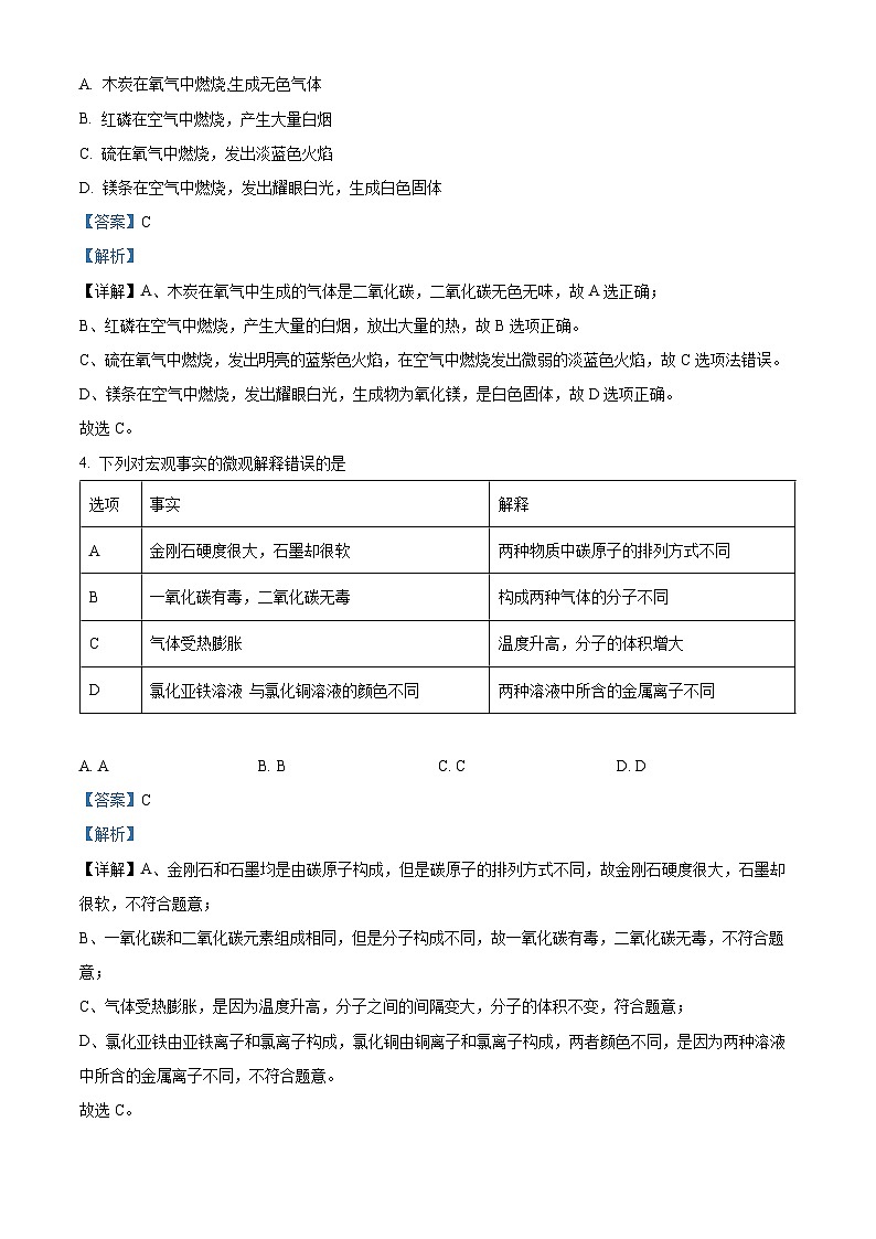 精品解析：四川省自贡市汇南实验学校2022-2023学年九年级下学期期中化学试题（解析版）第2页