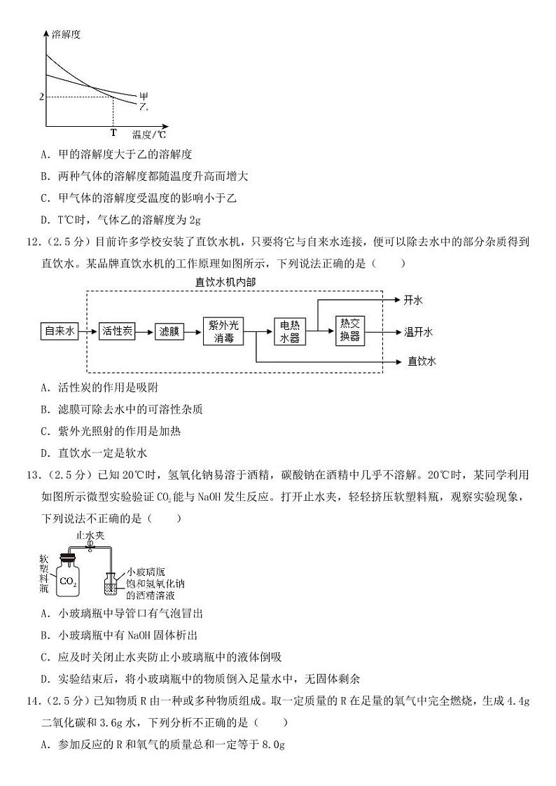 2023年四川省乐山市中考化学试卷【附参考答案】第3页