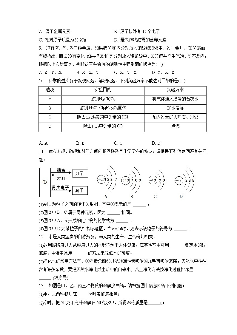 2023年甘肃省武威市中考化学试卷(含答案解析)02