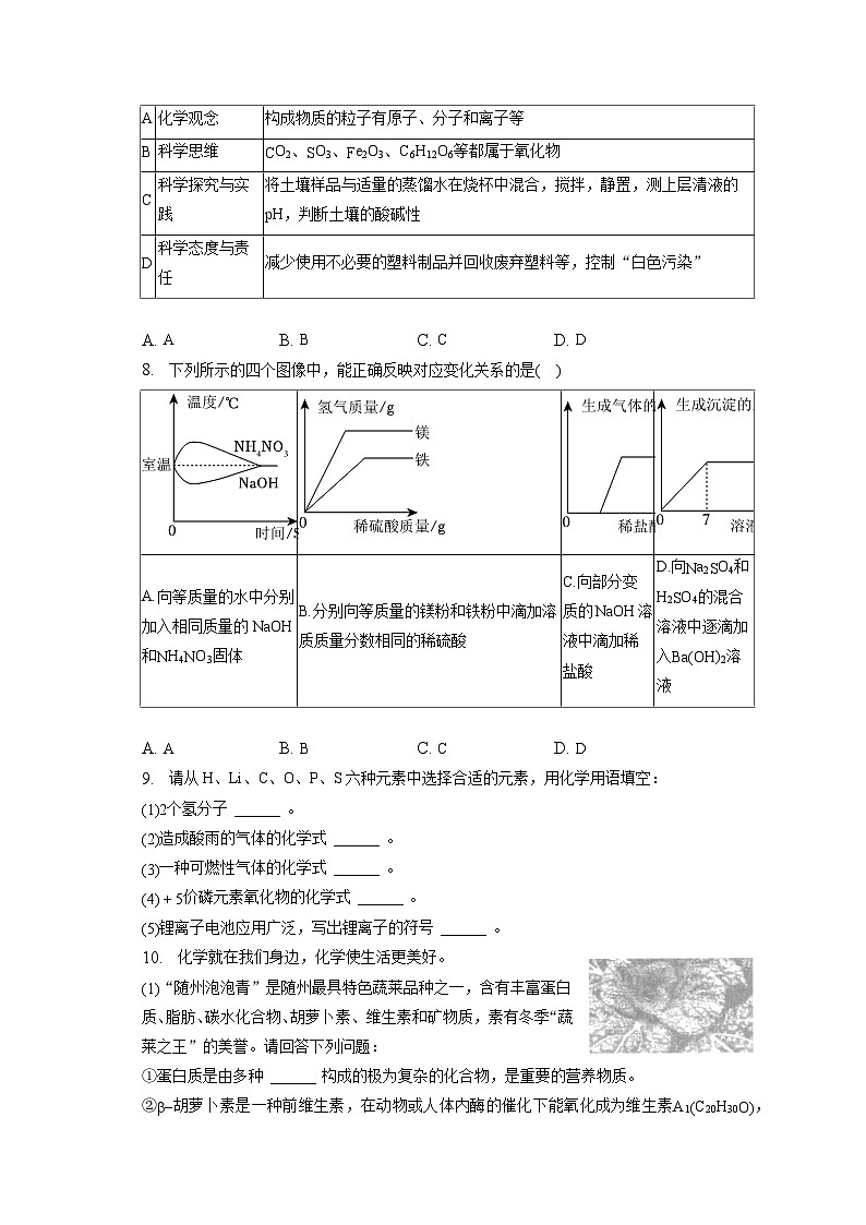 2023年湖北省随州市中考化学试卷(含答案解析)第3页