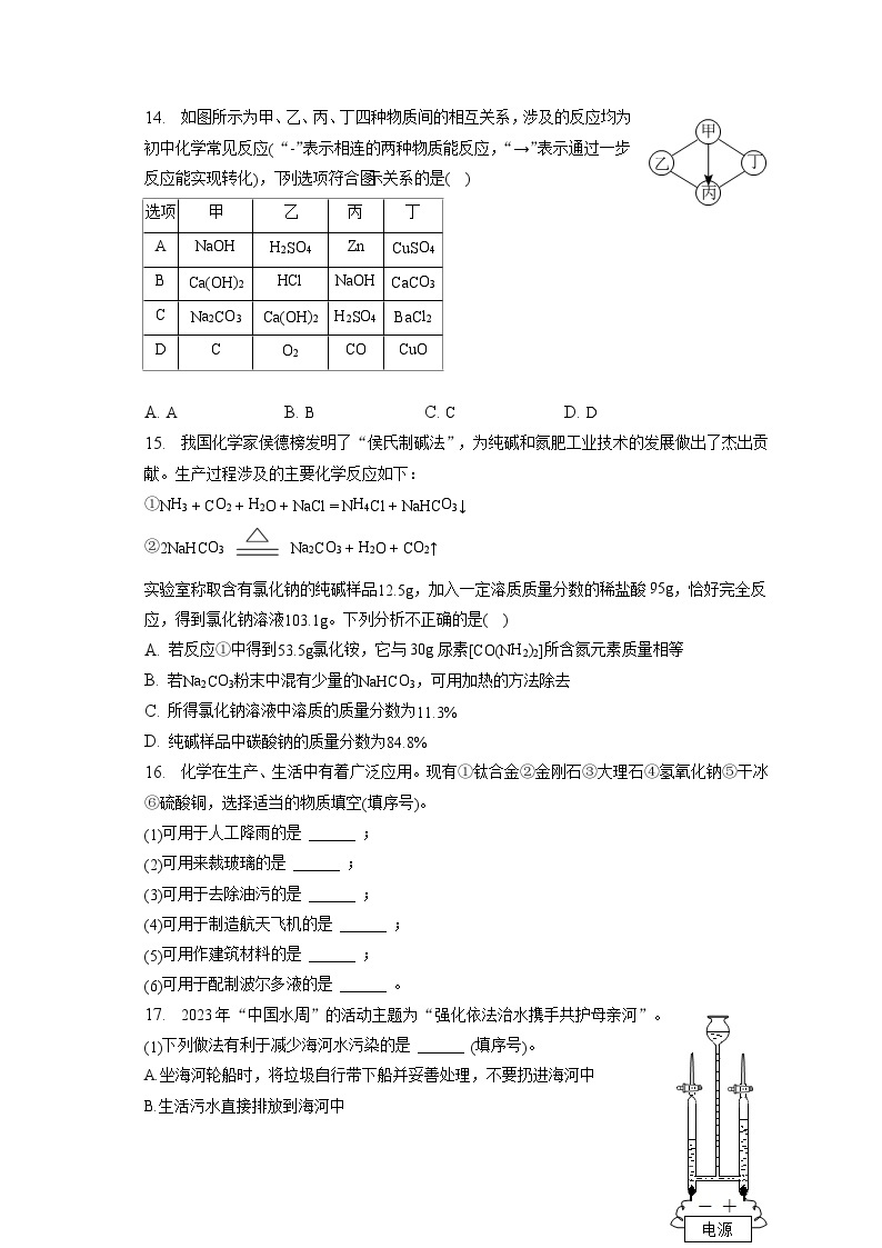 2023年天津市中考化学试卷(含答案解析)03