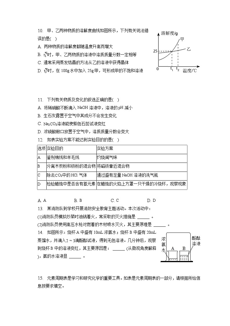 2023年四川省内江市中考化学试卷(含答案解析)02