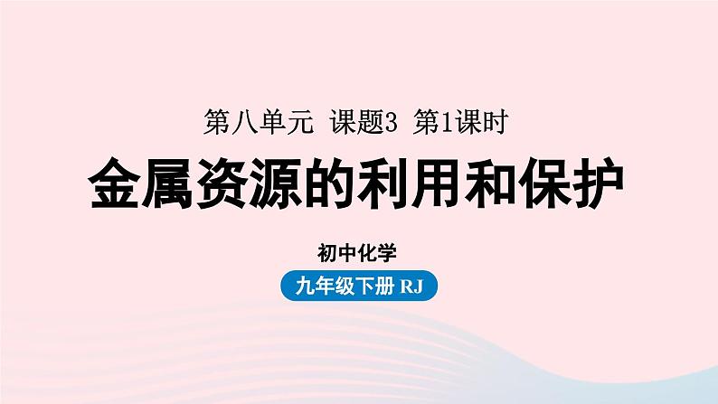 第八单元金属和金属材料课题3金属资源的利用和保护第一课时课件（人教版九下）第1页