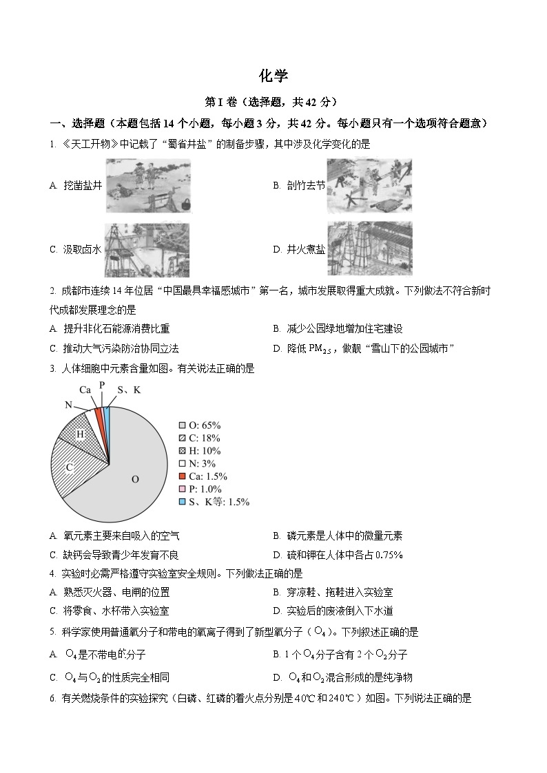 2023年四川省成都市中考化学真题及答案解析01