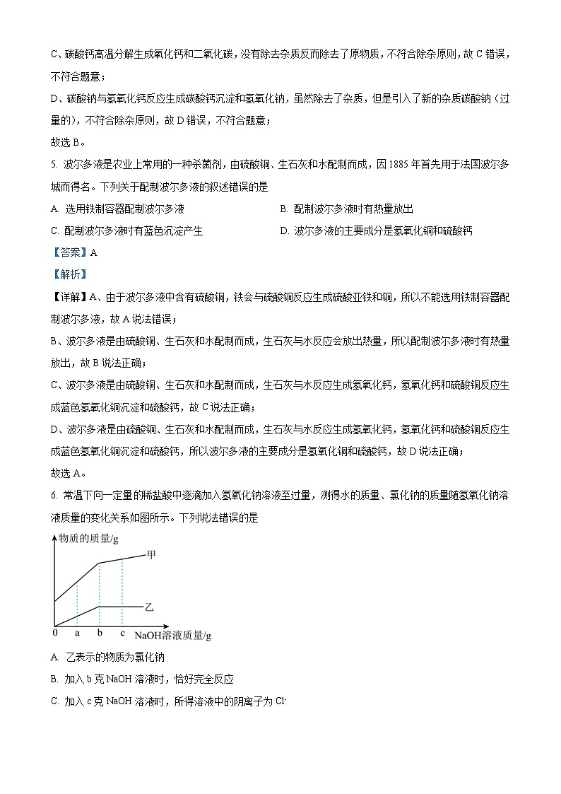 2023年内蒙古包头市中考化学真题（含解析）03