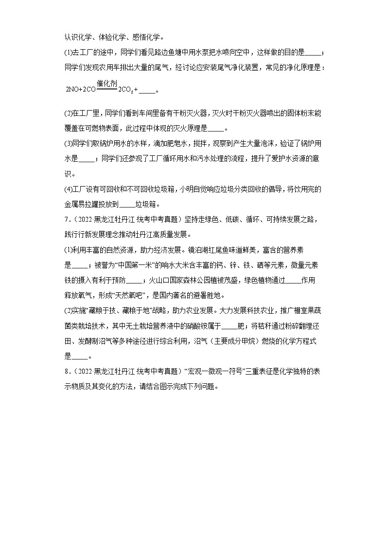 黑龙江牡丹江三年（2021-2023）中考化学真题分题型分类汇编-01填空题第3页