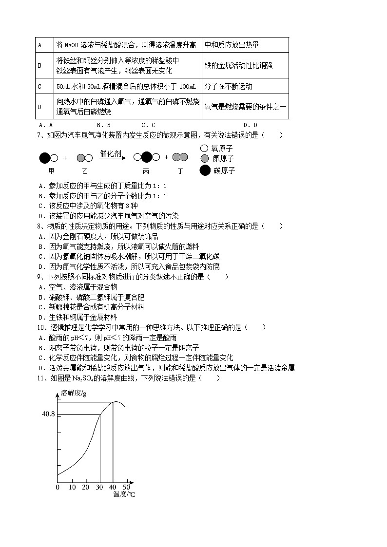 2023年安徽省中考冲刺化学模拟卷12第2页