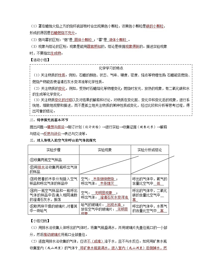 第02课 化学是一门以实验为基础的科学-2023年新初三化学（人教版）暑期预习课 试卷02