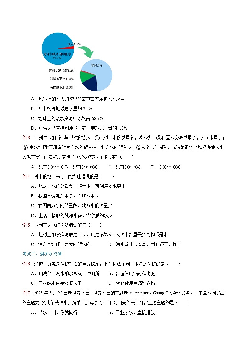 第14课 爱护水资源-2023年新初三化学（人教版）暑期预习课 试卷03