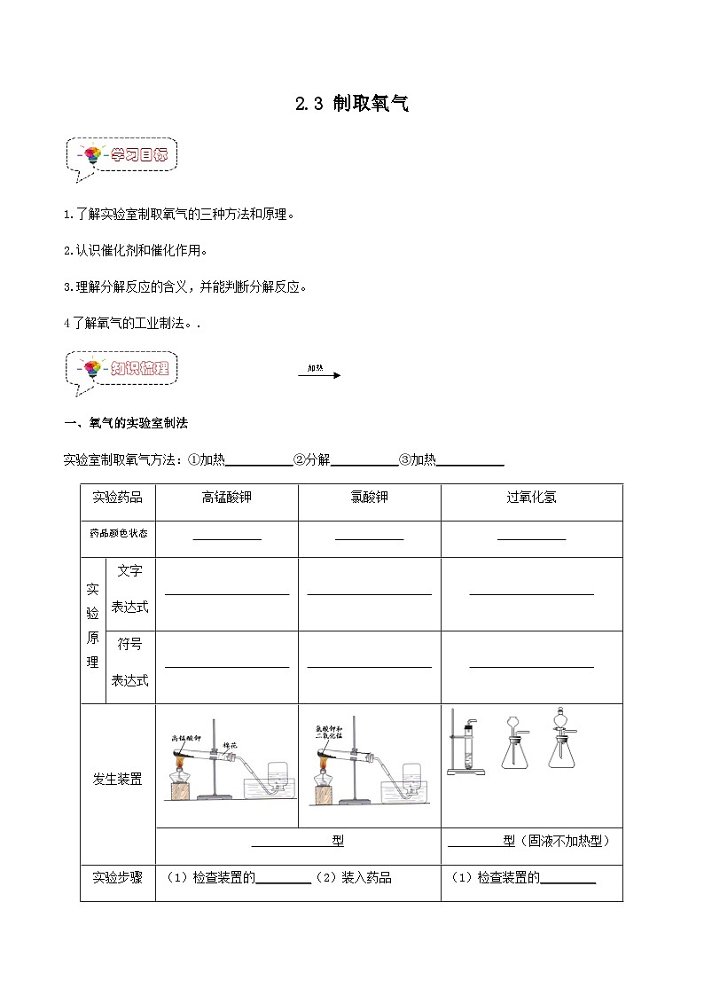 2.3 制取氧气-2023-2024学年九年级化学上册同步精品讲义+分层作业（人教版）01