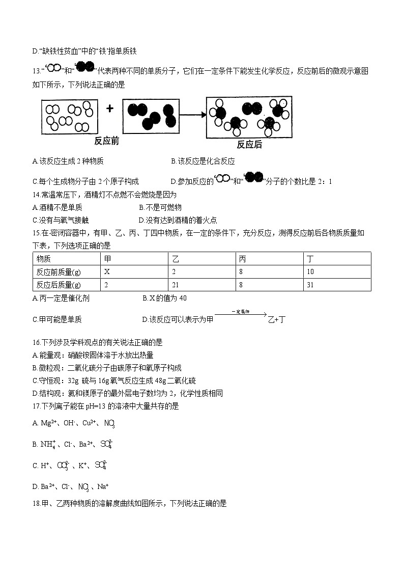 广西壮族自治区南宁市江南区南宁市第十中学2022-2023学年九年级下学期3月月考化学试题03