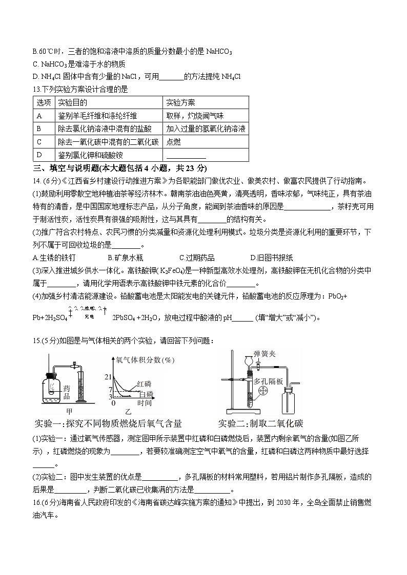 江西省抚州市东乡区第二中学2022-2023学年九年级下学期3月月考化学试题第3页